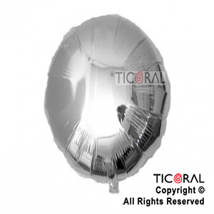 GLOBO MYLAR REDONDO 18 PLATA METALIZADO ENVASADO HS441-5 X 1(x 5)